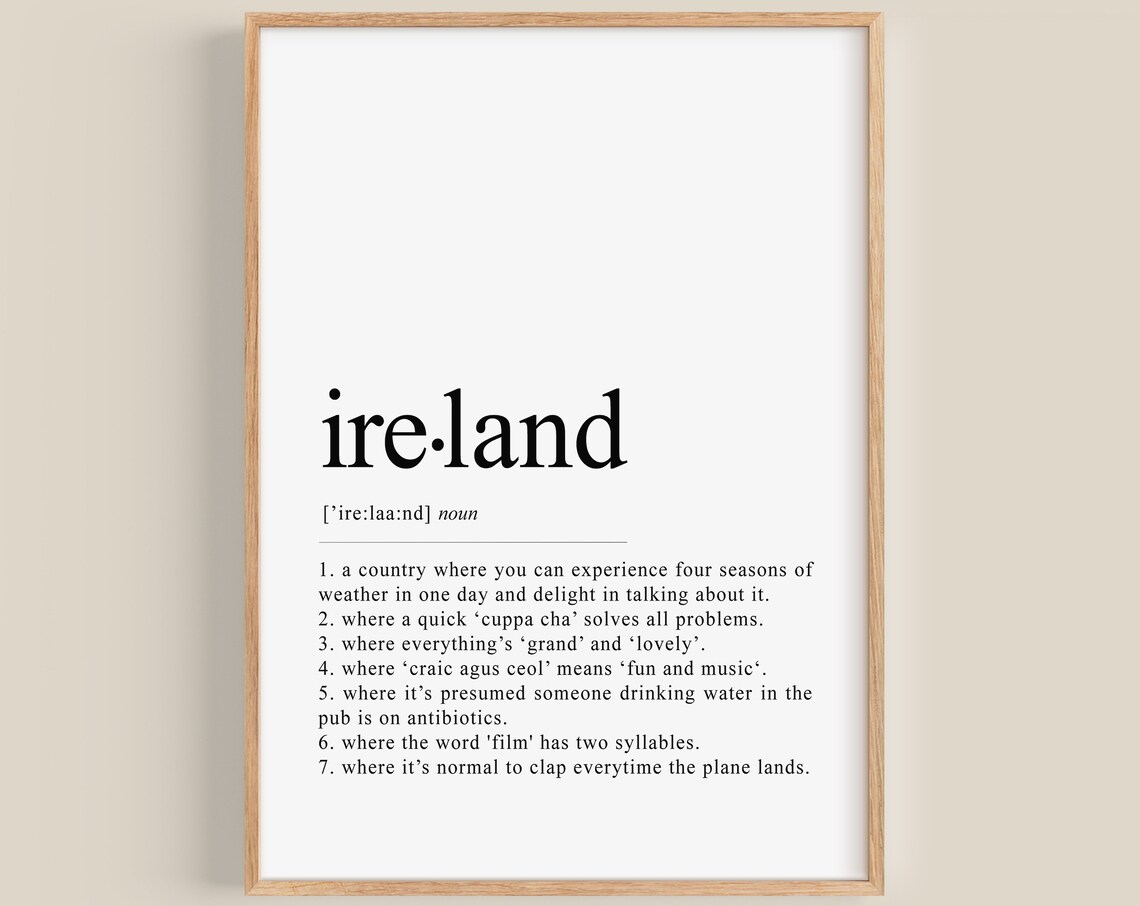 Irish Definition Wall Decor, Funny Ireland Art Print