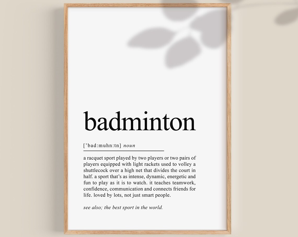 Badminton Dictionary Definition Funny Sports Quote Wall Poster