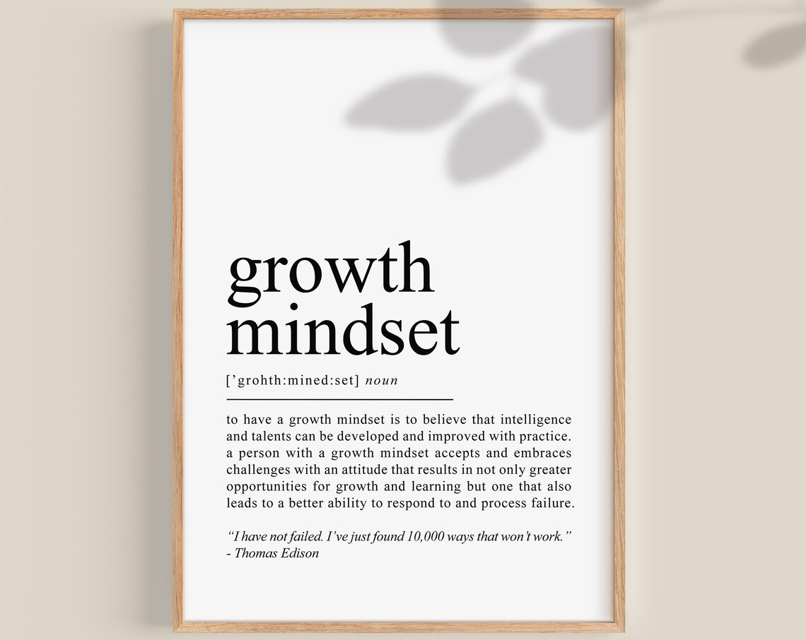 Growth Mindset Definition Print, Classroom Decor