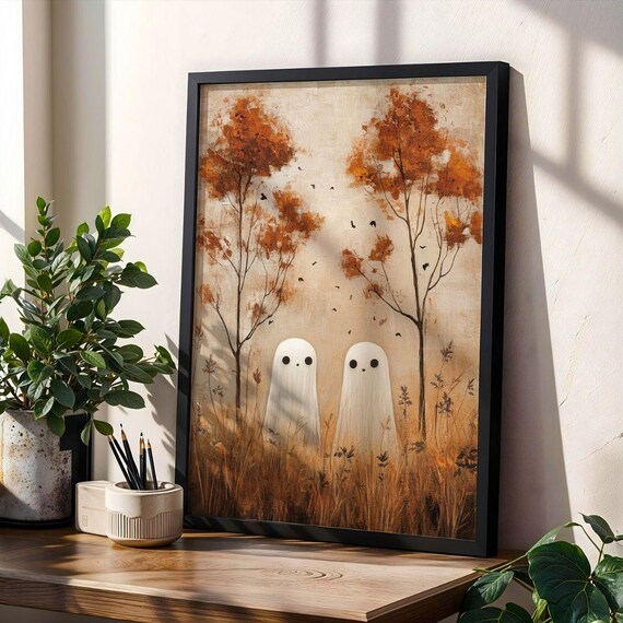 Wall Art Halloween Poster Autumn Fall Print Spooky Home Decor Cute A4 Jpg Pdf