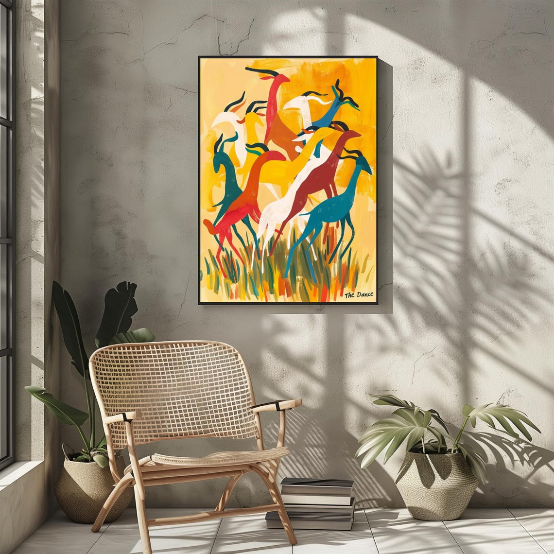 The Dance Colorful Running Antelopes Fauvist Abstract Art Poster
