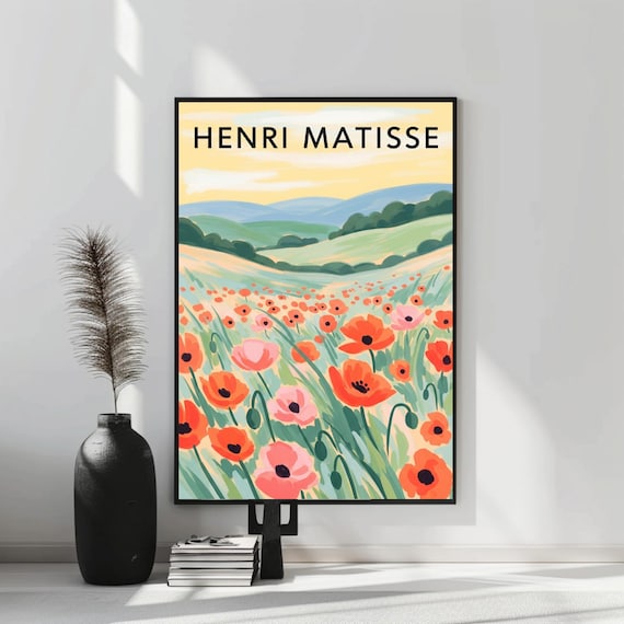 Henri Matisse Poppy Field Rolling Hills Fauvist Style Floral Poster