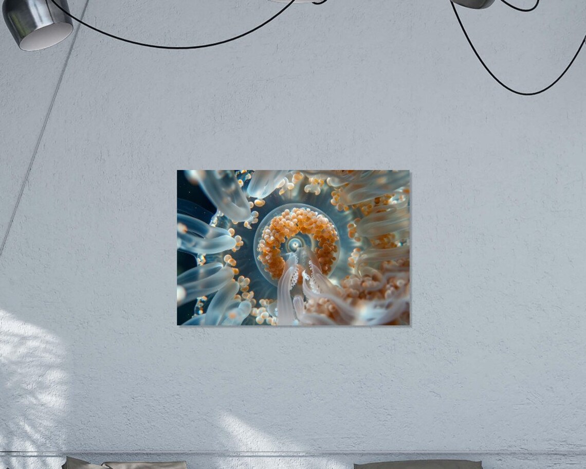 Jellyfish Macro Photo Translucent Tentacles Abstract Ocean Wall Art Poster - Image 2