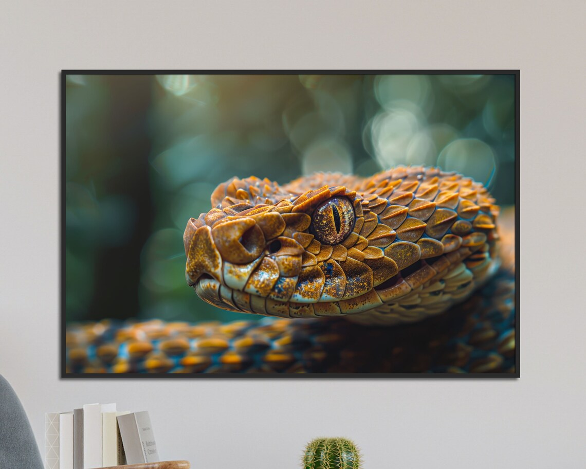 Golden Viper Head Close Up Macro Scale Detail Reptile Photo Poster - Image 5