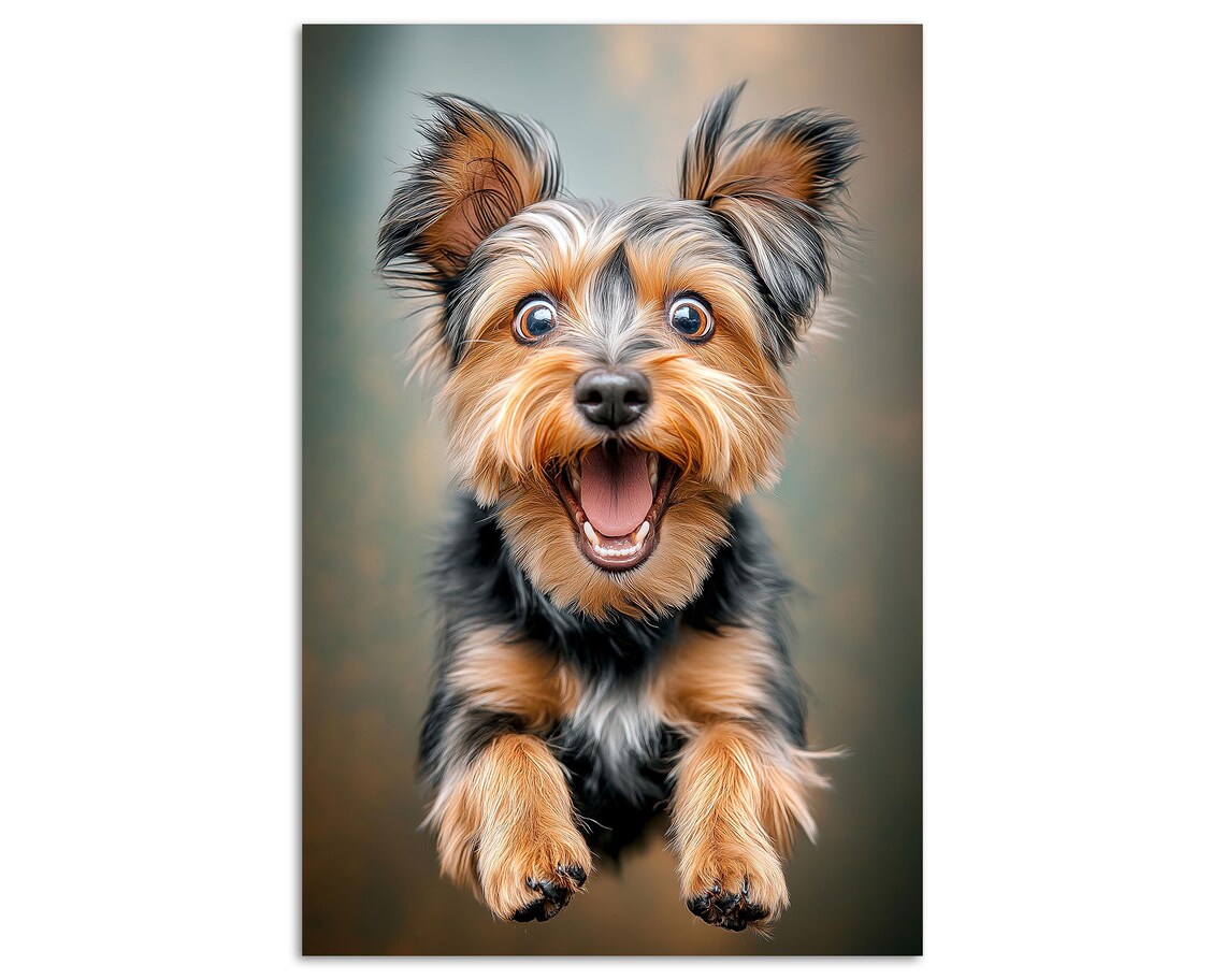 Happy Yorkie Dog Wall Art Playful Yorkshire Terrier Poster For Pet Lovers Cute Dog Wall Decor Animal Art Print For Living Room Or Nursery - Image 5