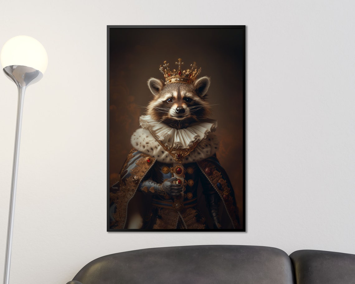 Royal Raccoon In Gold Crown Ermine Ruff Regal Portrait Wall Poster - Image 3