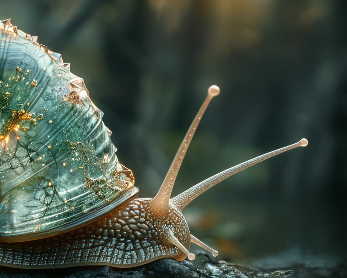 Mystical Snail Iridescent Crystal Shell Magical Nature Art Poster - Image 4