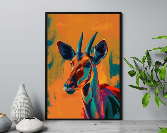 Vibrant Okapi Art Print Colorful Wildlife Wall Art Modern Animal Decor Bold Nature Photography Living Room Decor Unique Animal Print