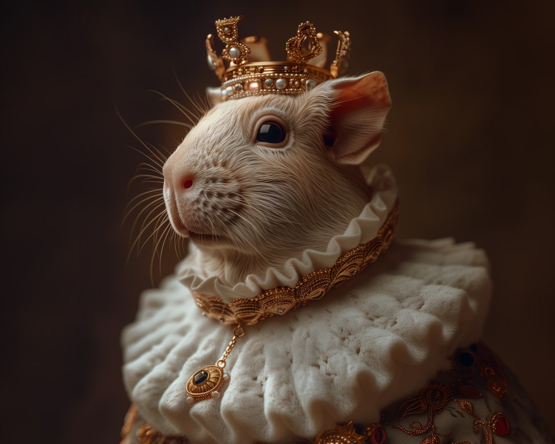 Royal Guinea Pig In Gold Crown Regal Pet Portrait Wall Art Poster - Image 5