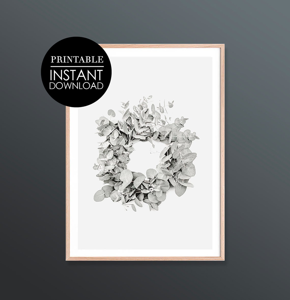 Wreath Print Eucalyptus Art Botanical Floral Wall Decor Minimalist