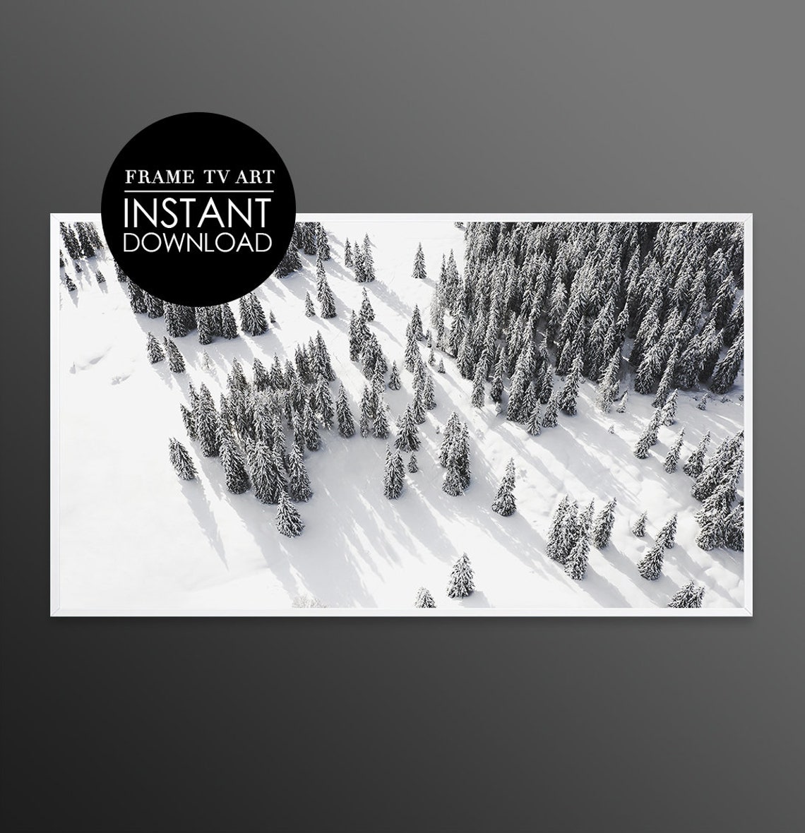 Aerial Snowy Pine Forest Poster Winter Wonderland Frame TV Art