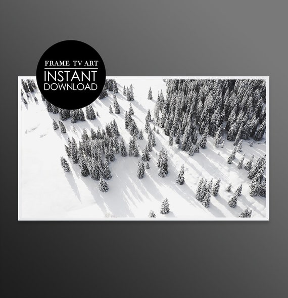 Samsung Frame Tv Art Winter Forest Snowy Wonderland Pine For Print Minimalist