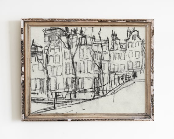 Vintage Architecture Abstract Line Art Sketch Print