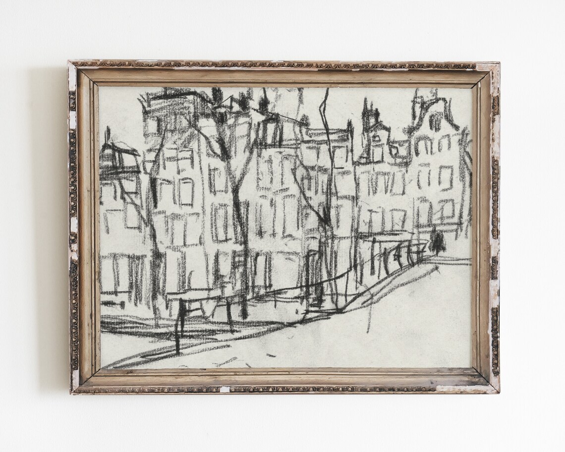 Vintage Architecture Abstract Line Art Sketch Print
