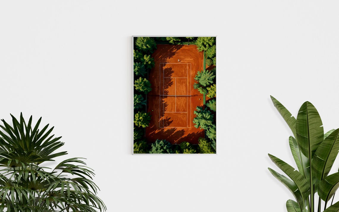 Tennis Wall Art Trendy Art Prints Green Wall Decor Tennis Poster Retro Wall Art Aerial Tennis Court Print Sports Prints Print - Image 3