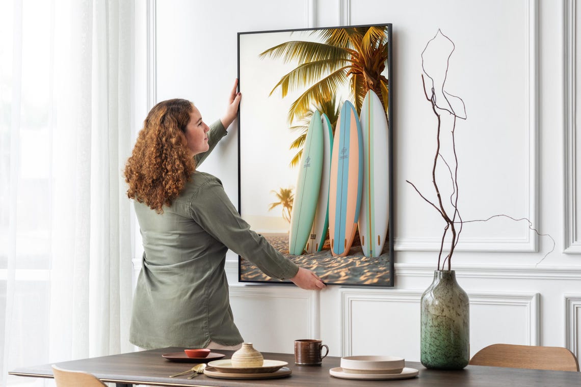 Pastel Surfboards Beach Sunset Palm Trees Tropical Surf Art Poster - Image 5