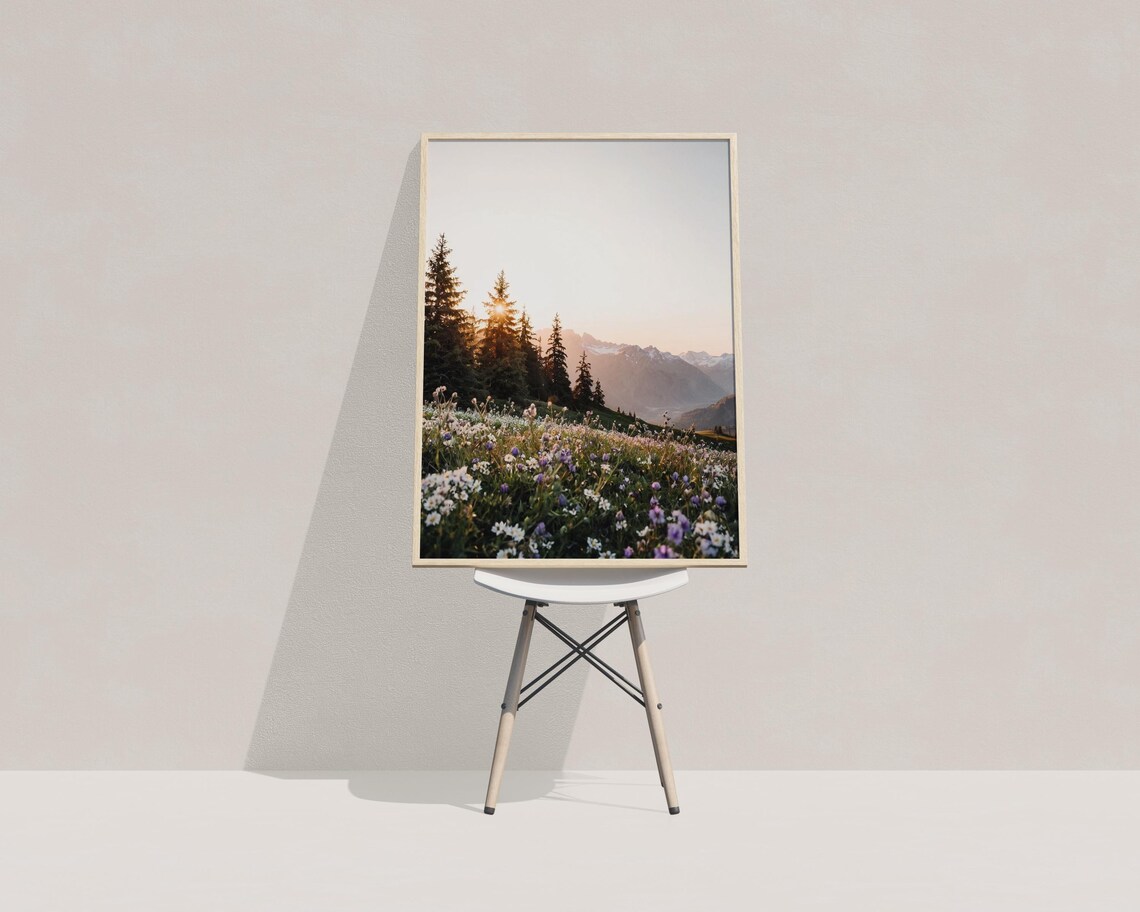 Wildflowers Wall Art Print, Mountain Landscape - Image 3