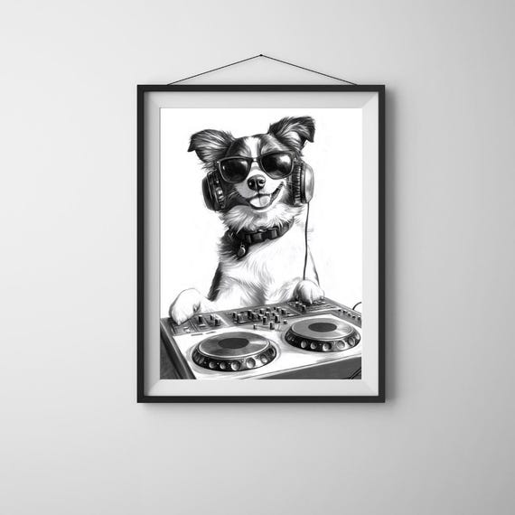 The Ultimate Dj Dog Cool Art Print Funny Poster Bar Cart Decor Music Nursery Wall Hangings