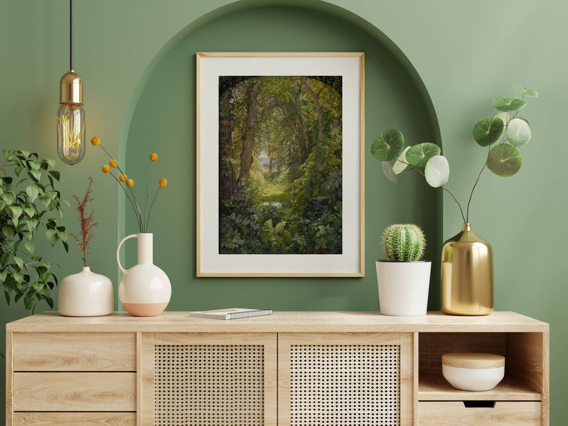 Rustic Forest Woodland Path Fern Painting Vintage Classic Print - Image 5