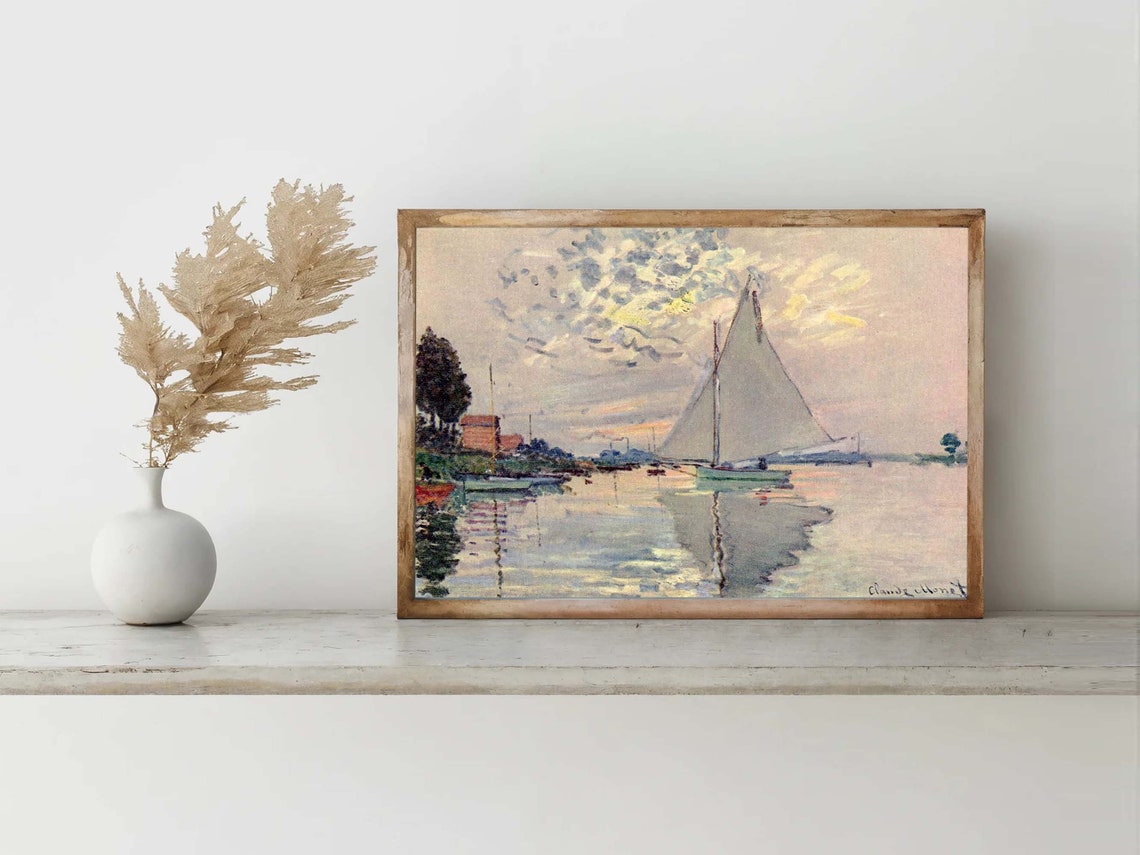 Claude Monet Print Sailboat At Le Petit Gennevilliers Poster Wall Art Poster Art Nature Inspired Classic Oil Sea Painting - Image 8