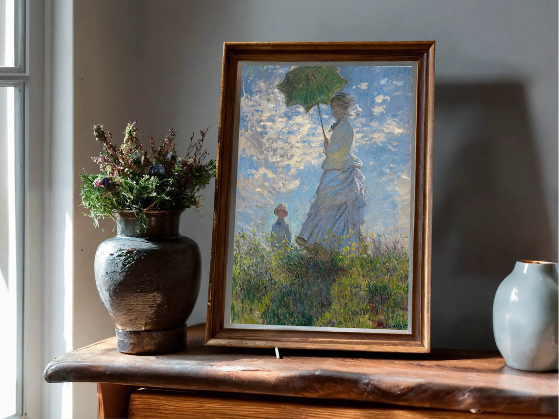 Claude Monet Woman with a Parasol Impressionist Meadow Poster - Image 6