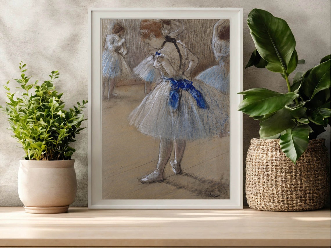 Edgar Degas Ballerina Blue Ribbon Dancer Pastel Rehearsal Poster - Image 4