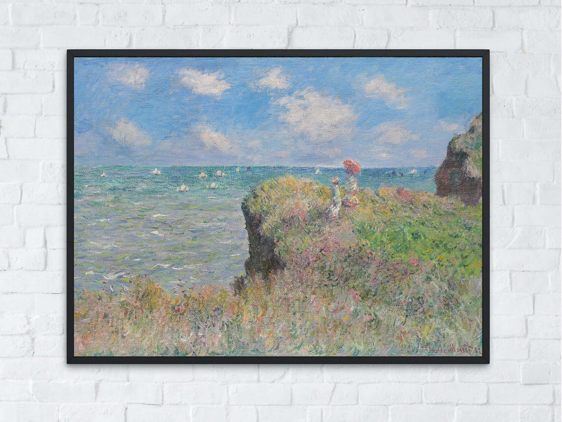 Claude Monet Cliff Walk at Pourville Coastal Impressionist Print - Image 3