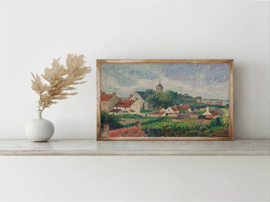 Impressionist Village Church Red Roofs European Countryside Poster - Image 8