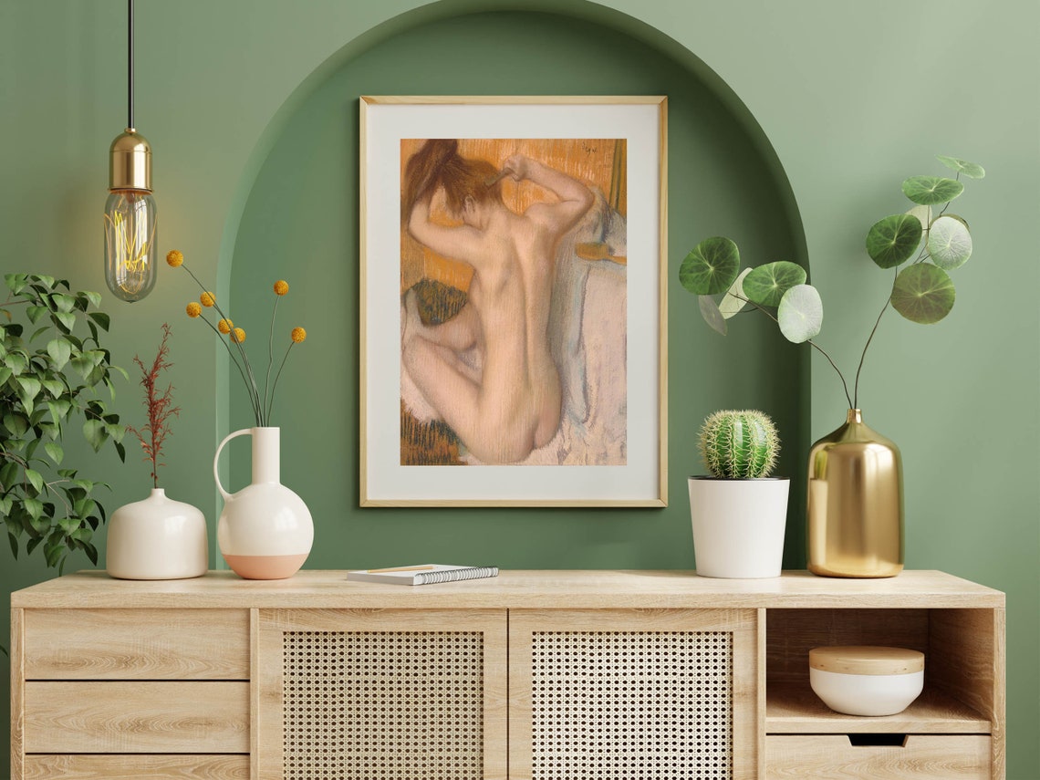 Edgar Degas Woman Combing Her Hair Pastel Figure Classic Print - Image 6