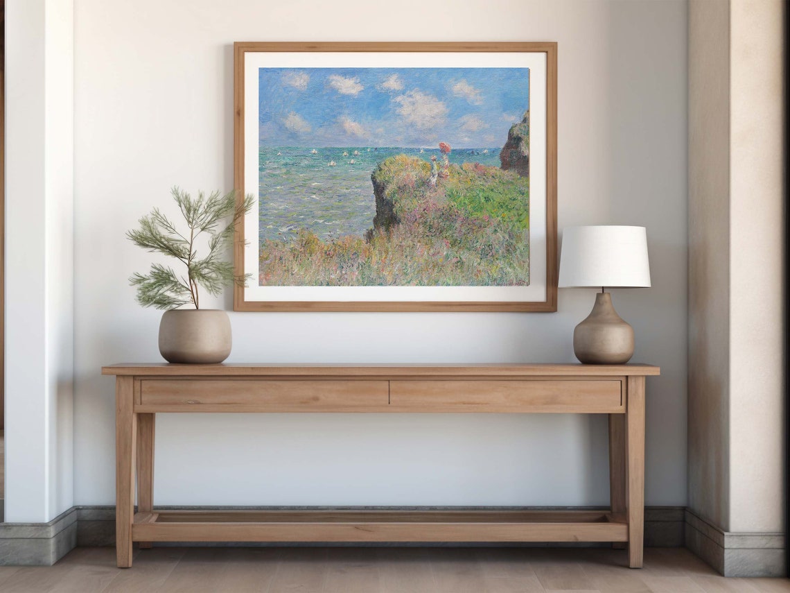 Claude Monet Cliff Walk at Pourville Coastal Impressionist Print - Image 6