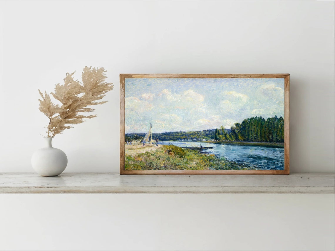 Sailboat on the River Vintage Impressionist River Scene Poster - Image 7