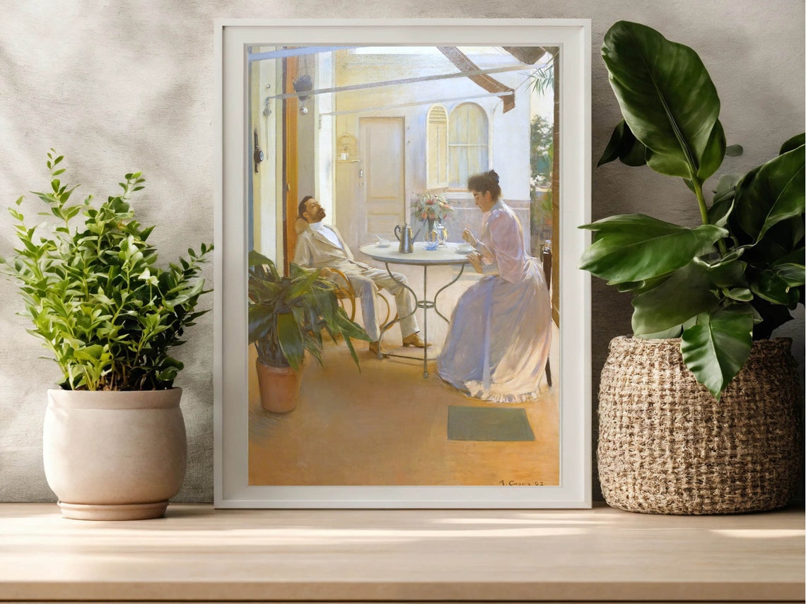 Ramon Casas Open Air Interior Sunlit Terrace Couple Painting Poster - Image 3