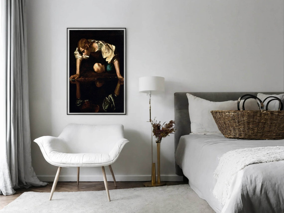 Caravaggio Narcissus at the Water Baroque Masterpiece Classic Print - Image 4