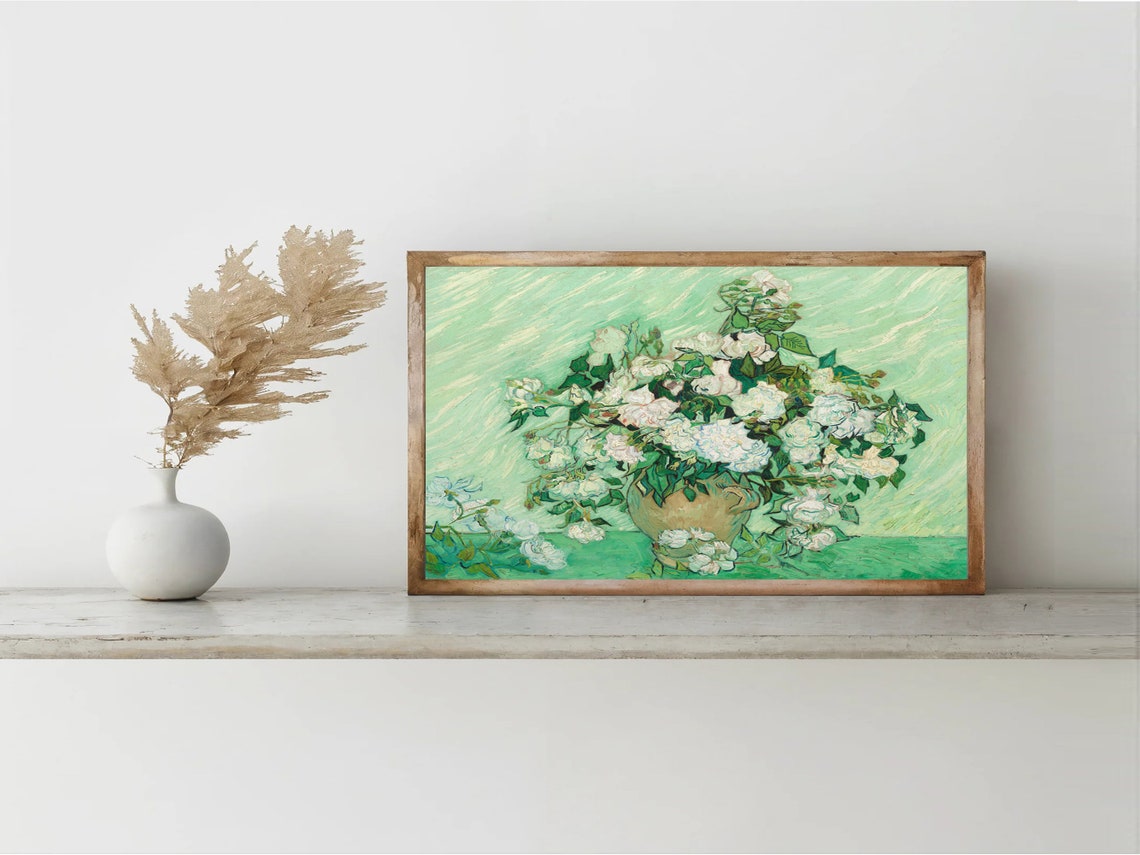 Vincent van Gogh Roses Pink White Roses Still Life Floral Poster - Image 8