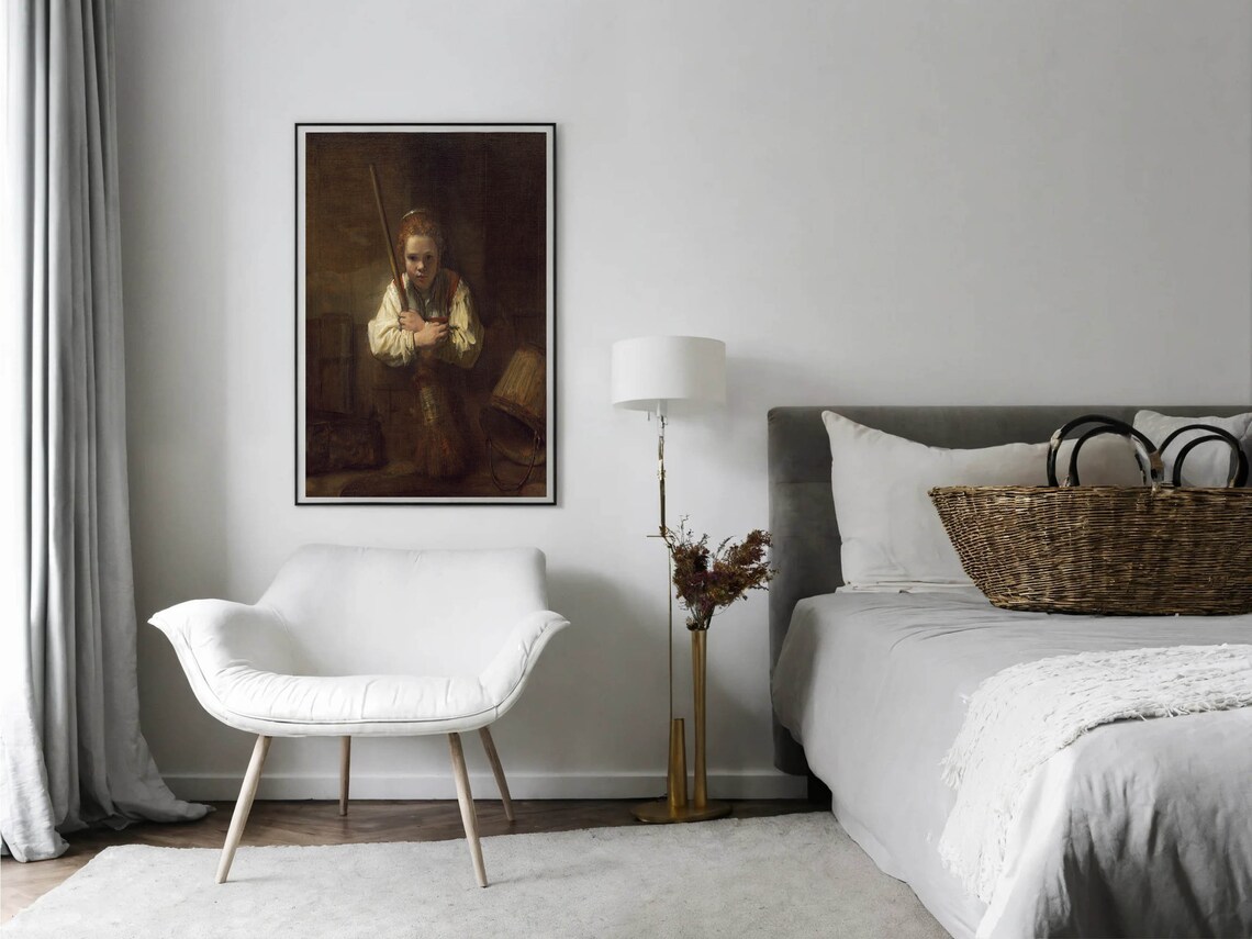 Rembrandt Girl with Broom Dutch Golden Age Portrait Oil Painting Poster - Image 2