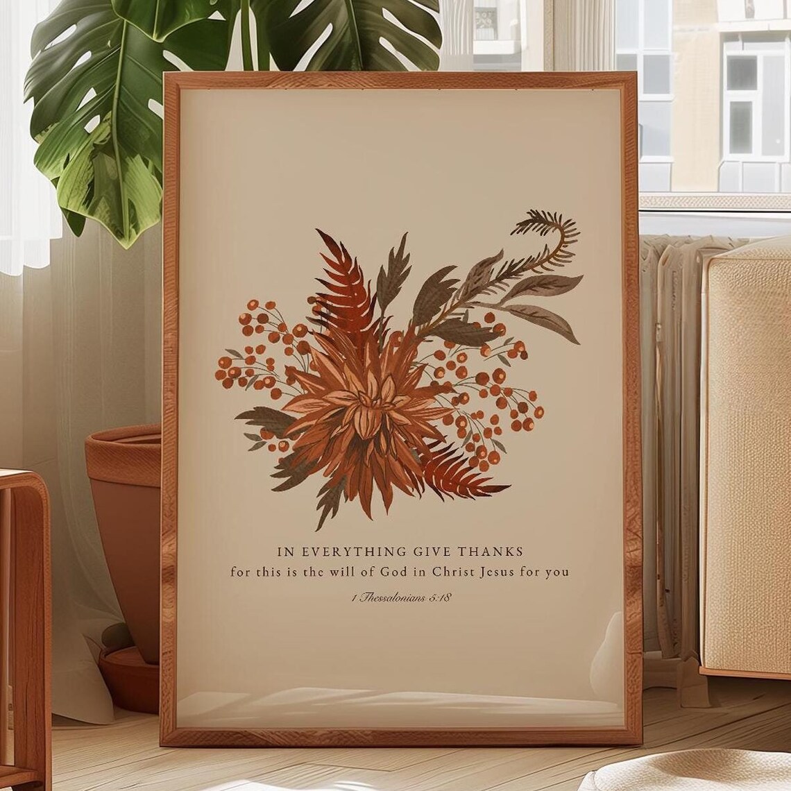 Give Thanks To The Lord Fall Floral Art Print