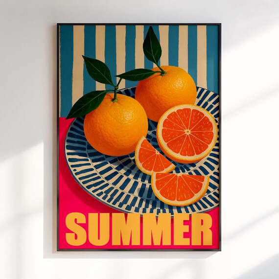 Bright Summer Oranges Still Life With Sliced Citrus Kitchen Pop Art Poster