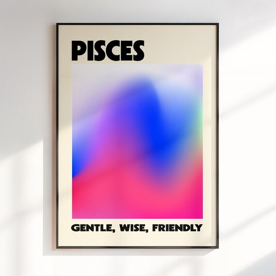Pisces Zodiac Sign Gentle Wise Friendly Aura Gradient Poster