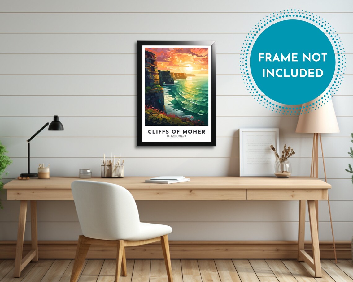 Cliffs Of Moher County Clare Ireland Sunset Coast Travel Poster - Image 2