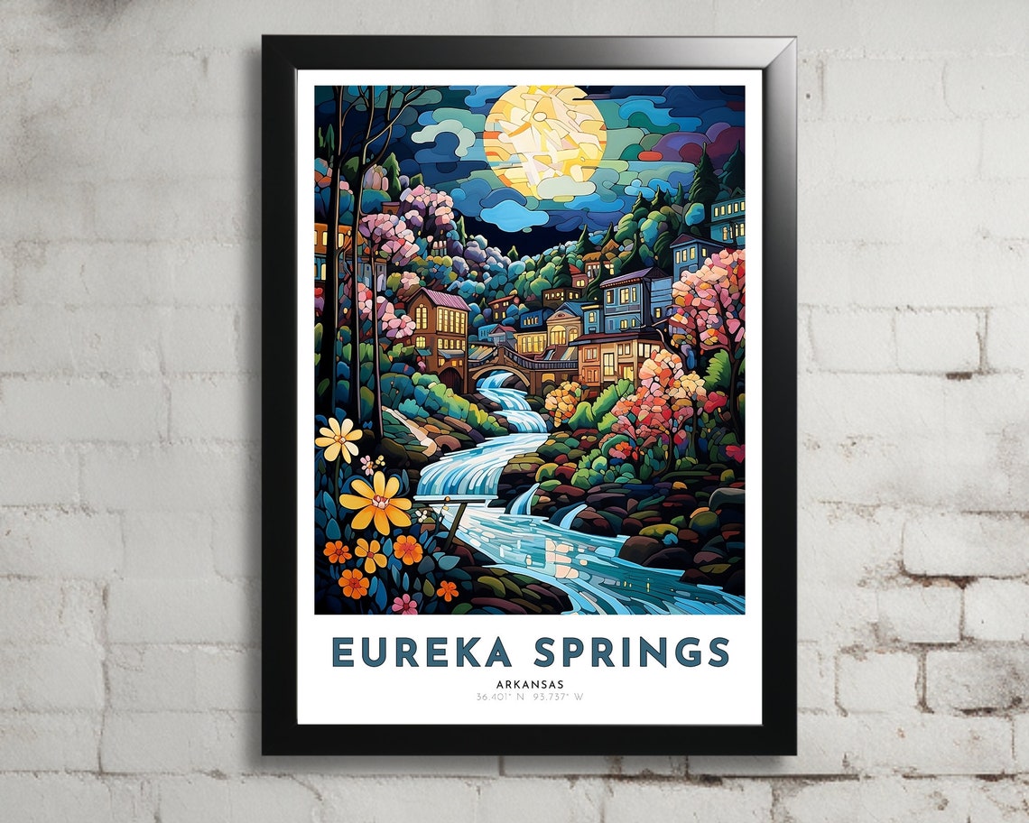 Eureka Springs Travel Poster Of Arkansas Art Nouveau Gift For Lovers Of Eureka Springs Arkansas Wall Art Decor Print Of Ozarks Painting
