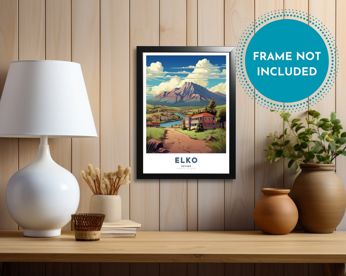 Elko Travel Poster Of Nevada Art Nouveau Gift For Lovers Of Elko Nevada Wall Art Decor Print Of Humboldt Painting Of The West - Image 3