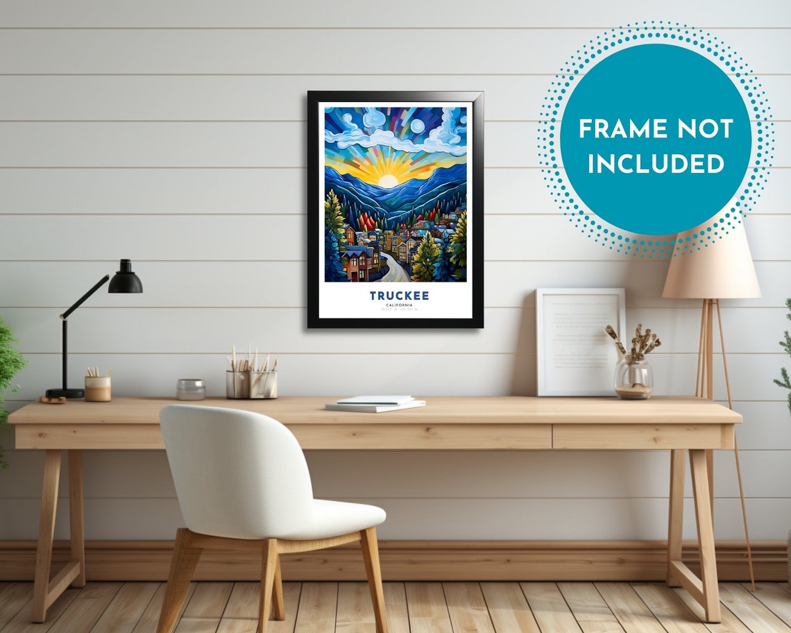 Truckee California Sunrise Mountain Town Colorful Travel Poster - Image 2