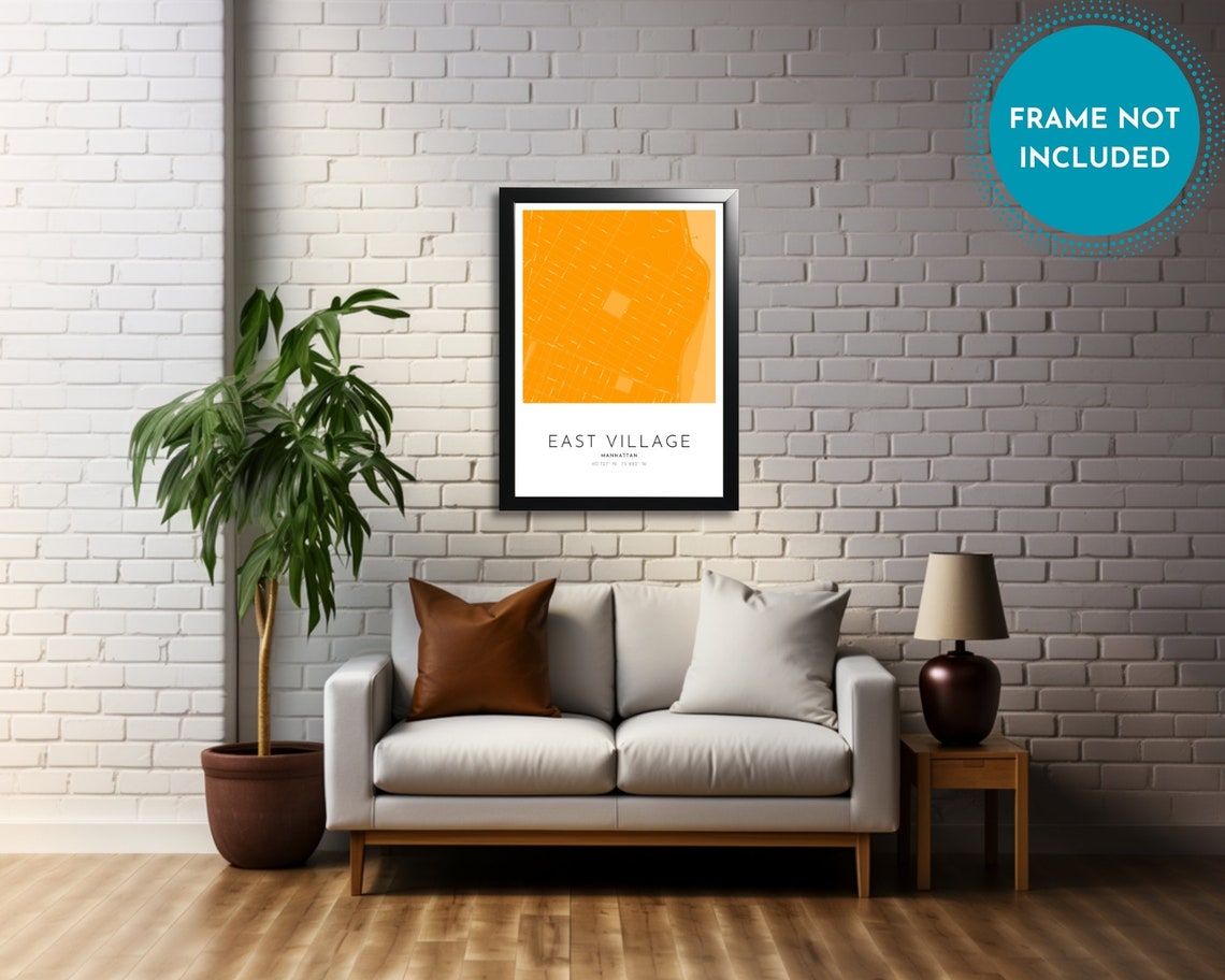 East Village Manhattan Orange Street Map Modern NYC Art Poster - Image 4