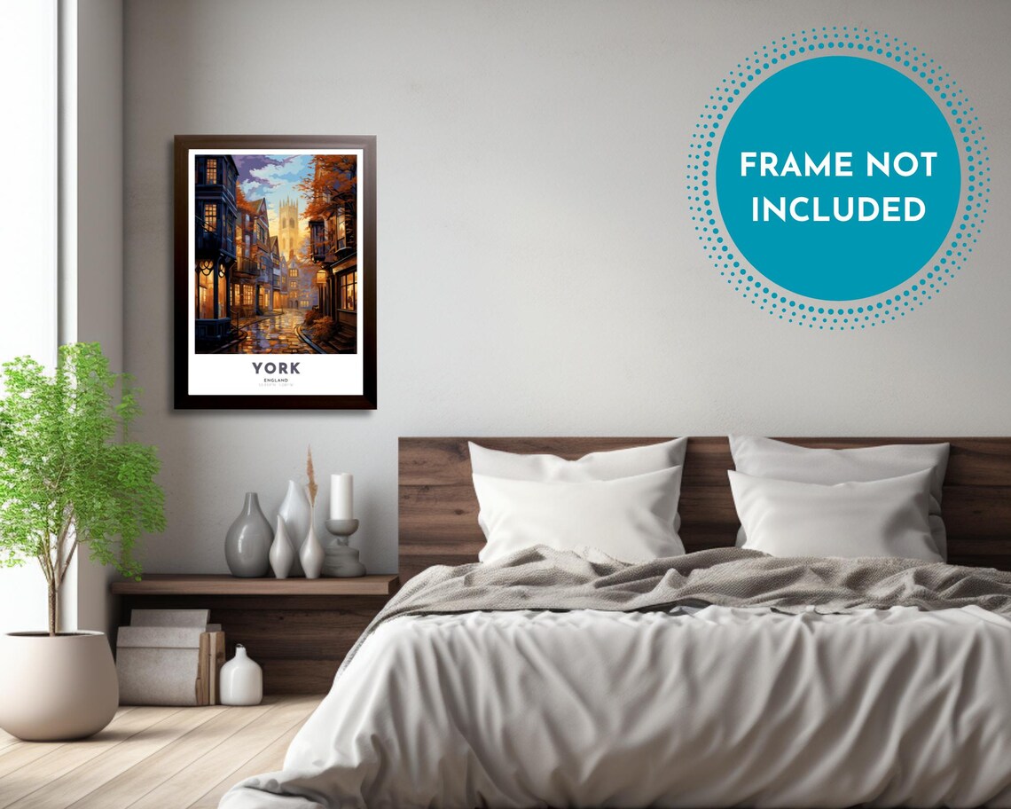 York England Historic Old Town Street Evening Lantern Poster - Image 3