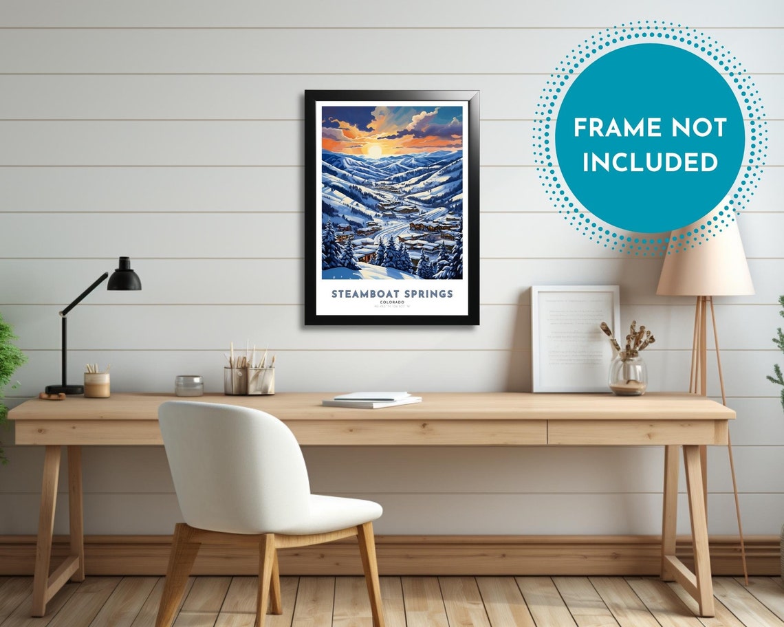 Steamboat Springs Colorado Snowy Valley Sunset Ski Art Poster - Image 2
