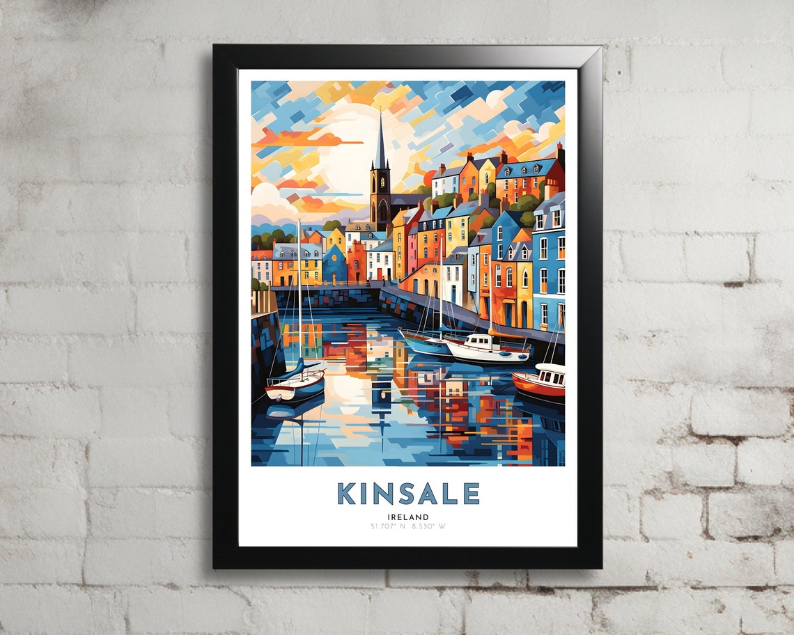 Kinsale Travel Poster Of Ireland Art Nouveau Gift For Lovers Of Kinsale Ireland Wall Art Decor Of Cork Painting