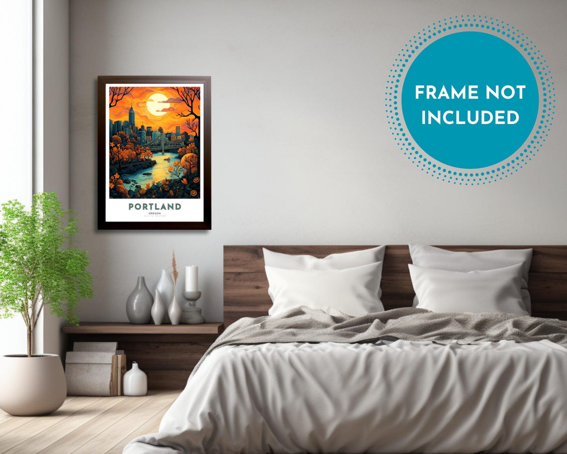 Portland Travel Poster Of Oregon Art Nouveau Gift For Lovers Of Portland Oregon Wall Art Decor Print Of Willamette Painting - Image 3