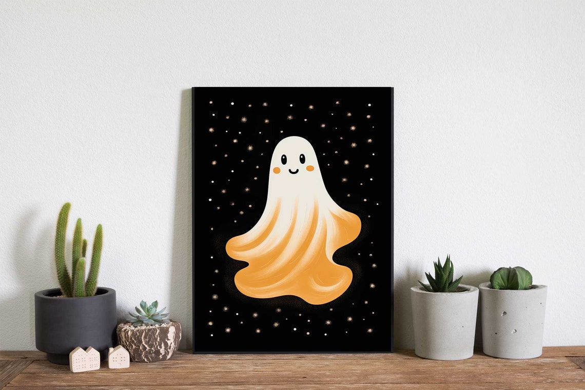 Cute Ghost Print Halloween Decor Cottagecore Spooky Halloween Wall Art - Image 2