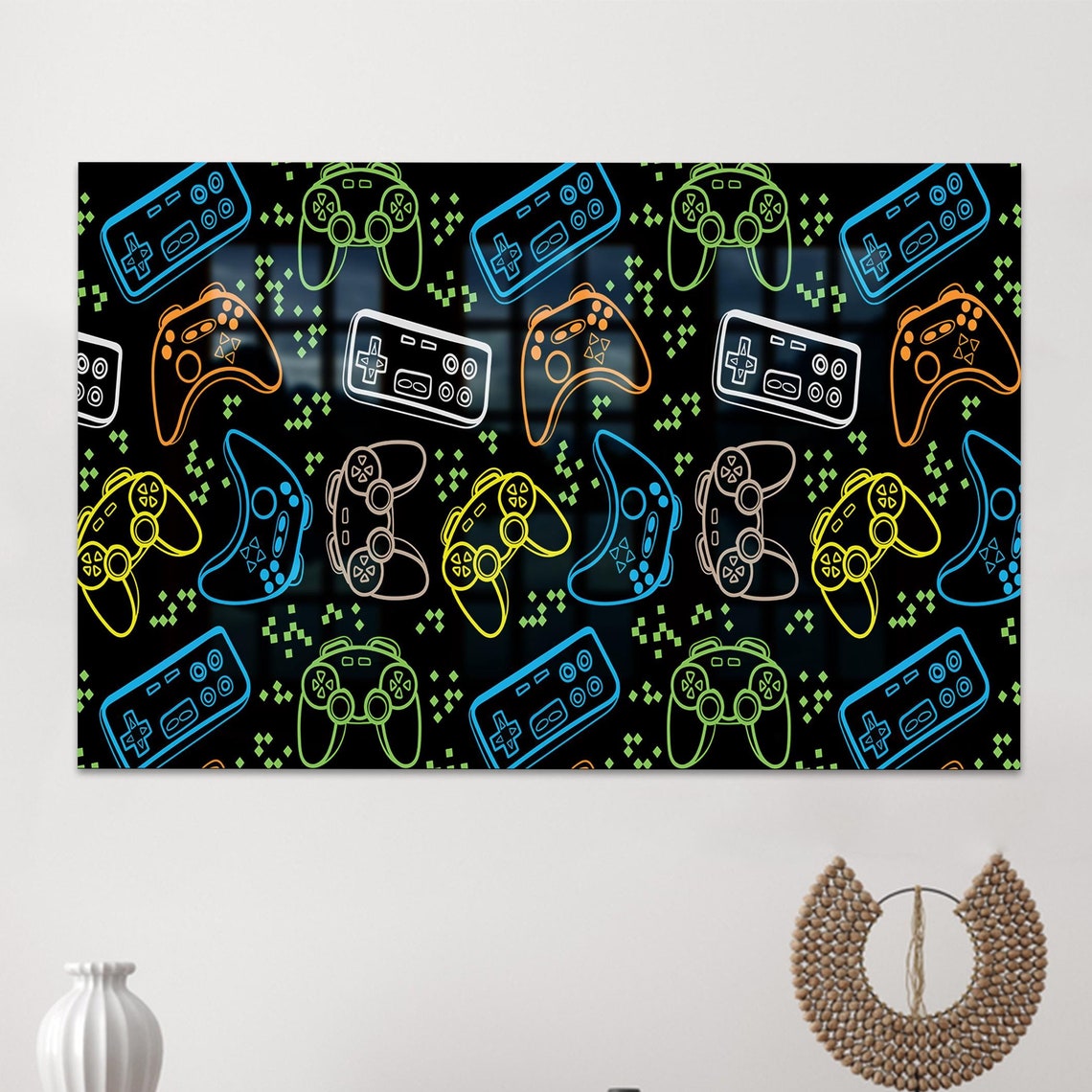 Trendy Glass Wall Art Modern Decoration Gaming Room Hanging Colorful Tempered Personalized Gifts Gift For Her