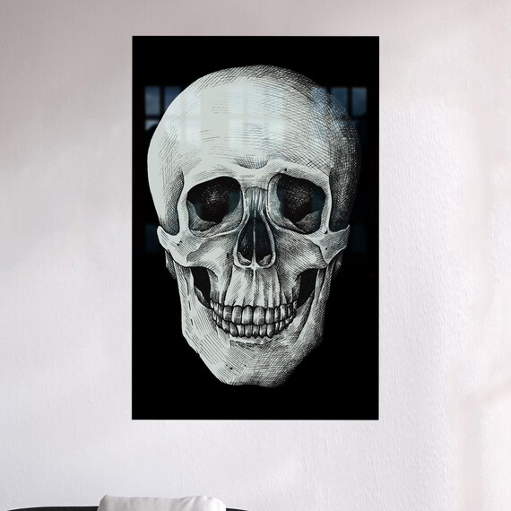 Loft Wall Decoration Bohemian Decor Art Skull Tempered Glass Modern Kitchen Horror Housewarming Gift